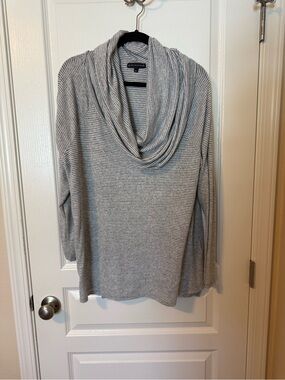 Gibsonlook Heather Gray Striped Cowl Neck Sweater